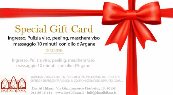 Ingresso, Pulizia viso, peeling, maschera viso, massaggio 10 minuti  con olio d’Argane